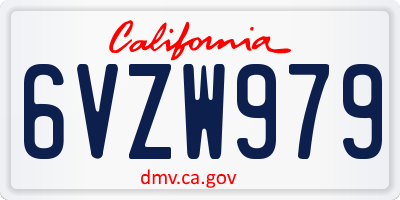 CA license plate 6VZW979