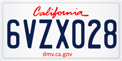 CA license plate 6VZX028