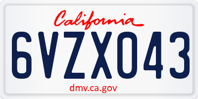CA license plate 6VZX043