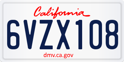 CA license plate 6VZX108