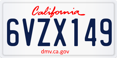 CA license plate 6VZX149