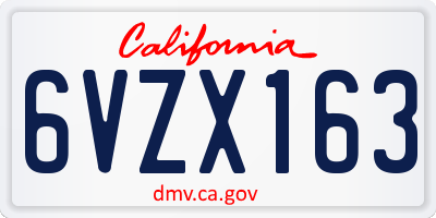 CA license plate 6VZX163