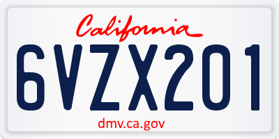 CA license plate 6VZX201