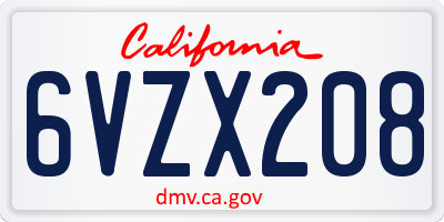 CA license plate 6VZX208