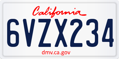 CA license plate 6VZX234