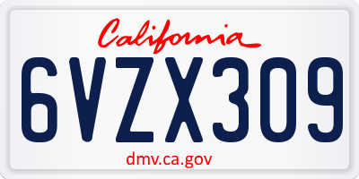 CA license plate 6VZX309