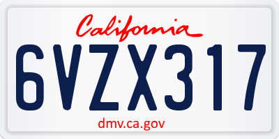 CA license plate 6VZX317