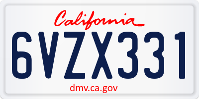 CA license plate 6VZX331