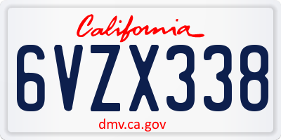 CA license plate 6VZX338