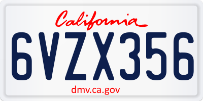 CA license plate 6VZX356
