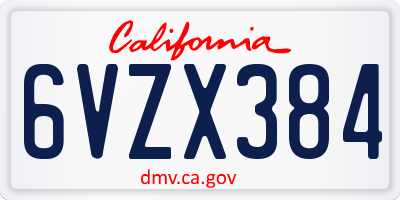 CA license plate 6VZX384