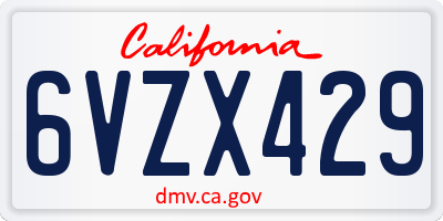 CA license plate 6VZX429