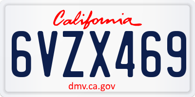 CA license plate 6VZX469