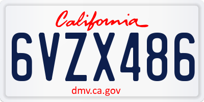 CA license plate 6VZX486