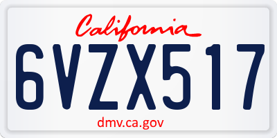 CA license plate 6VZX517
