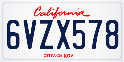 CA license plate 6VZX578