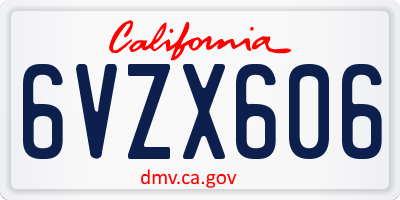 CA license plate 6VZX606