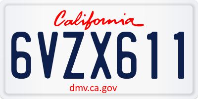 CA license plate 6VZX611