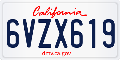 CA license plate 6VZX619