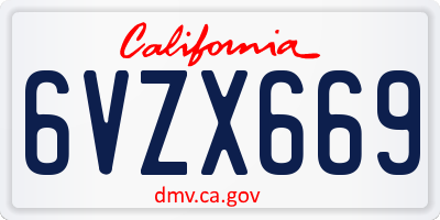 CA license plate 6VZX669