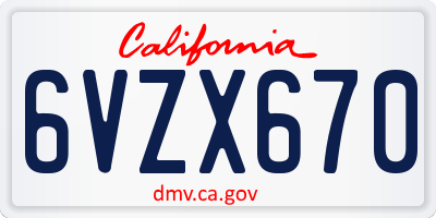 CA license plate 6VZX670
