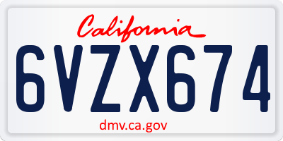CA license plate 6VZX674