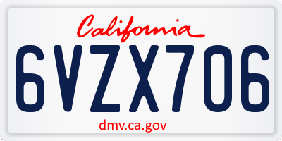 CA license plate 6VZX706