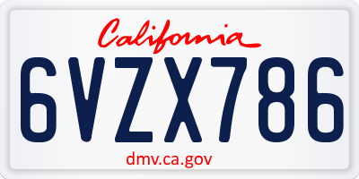 CA license plate 6VZX786