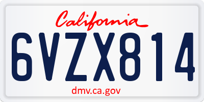 CA license plate 6VZX814