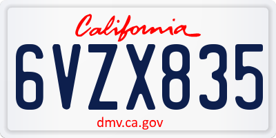 CA license plate 6VZX835