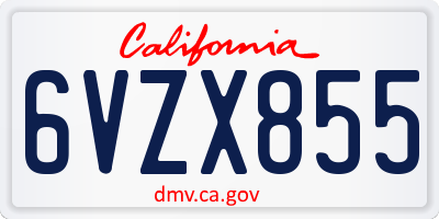 CA license plate 6VZX855