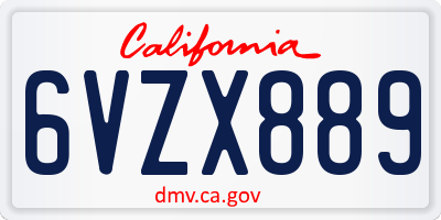 CA license plate 6VZX889