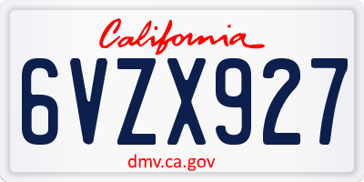 CA license plate 6VZX927