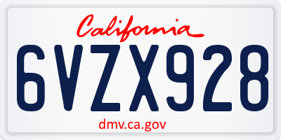 CA license plate 6VZX928