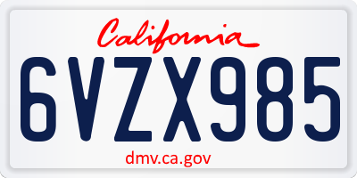 CA license plate 6VZX985