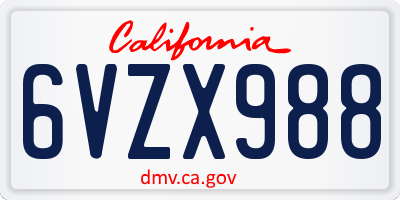 CA license plate 6VZX988