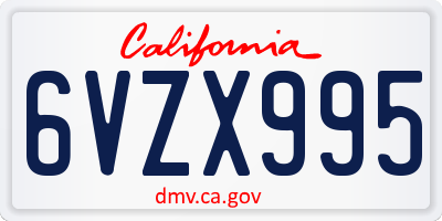 CA license plate 6VZX995