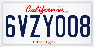 CA license plate 6VZY008