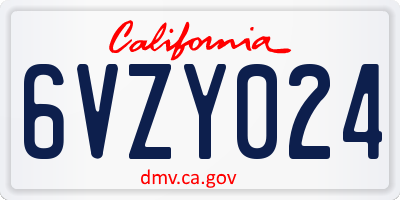 CA license plate 6VZY024