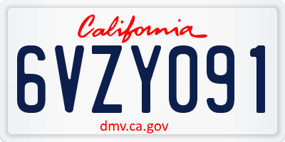 CA license plate 6VZY091