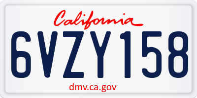 CA license plate 6VZY158