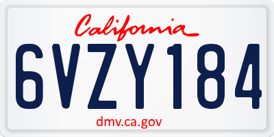 CA license plate 6VZY184