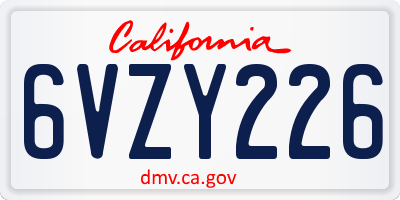 CA license plate 6VZY226