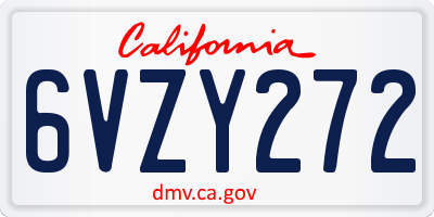 CA license plate 6VZY272