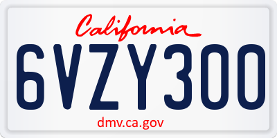 CA license plate 6VZY300