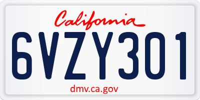 CA license plate 6VZY301