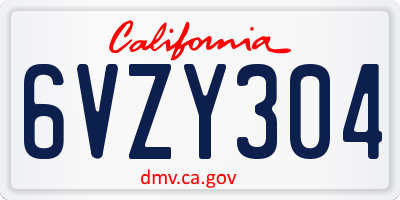 CA license plate 6VZY304