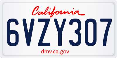 CA license plate 6VZY307