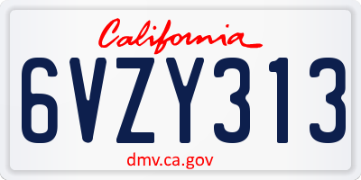 CA license plate 6VZY313