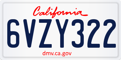 CA license plate 6VZY322